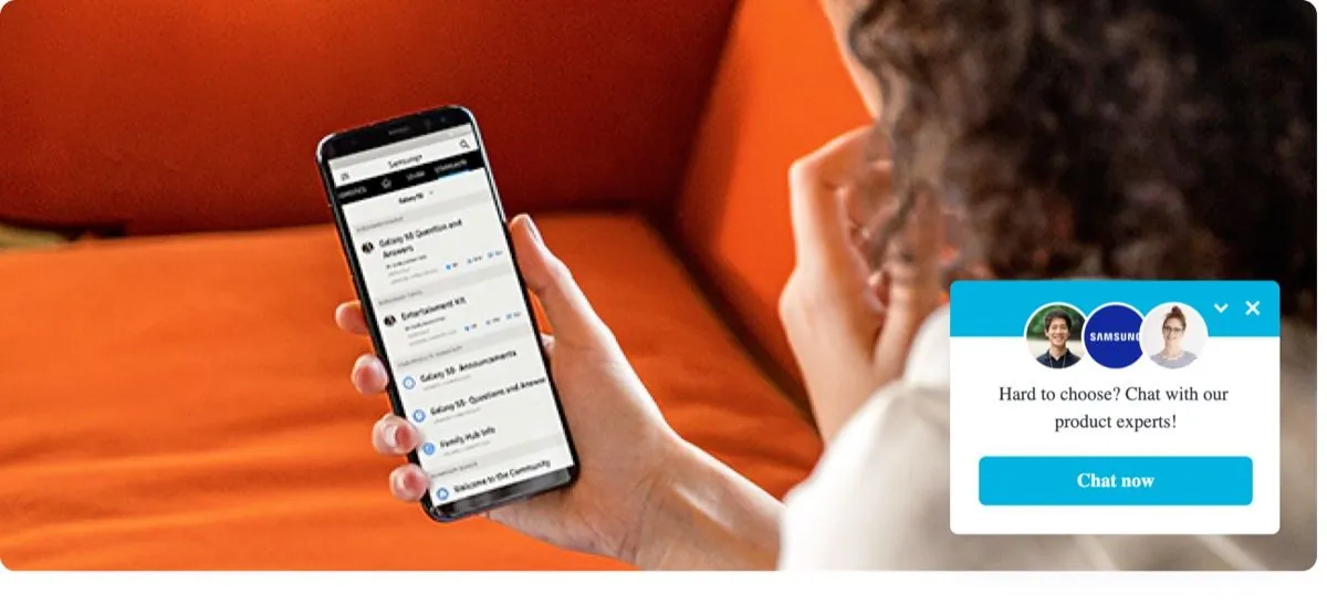 The iAdvize chat box on a phone screen